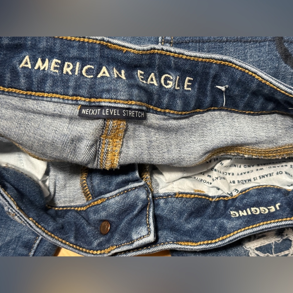 American Eagle Outfitters Dark Blue Distressed Skinny Jeans - Picture 7 of 12